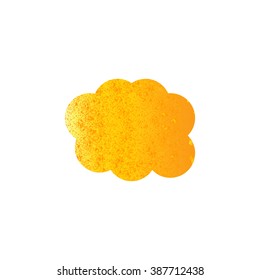 Shabby golden colored cloud isolated on white background. Logo template, design element