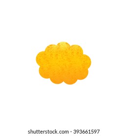 Shabby golden colored cloud isolated on white background. Logo template, design element