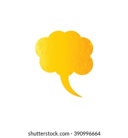 Shabby golden speech bubble isolated on white background. Vintage design element