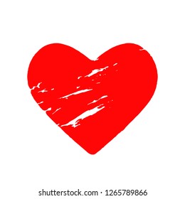 Shabby grunge red heart on a white background. flat vector illustration isolated on white background