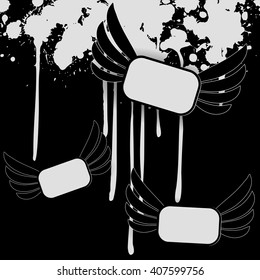 Shabby grunge rock winged banner