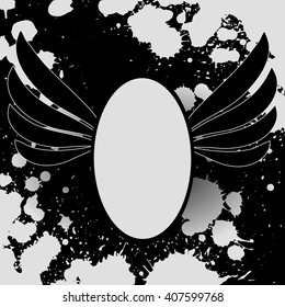 Shabby grunge rock winged banner
