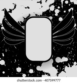 Shabby grunge rock winged banner