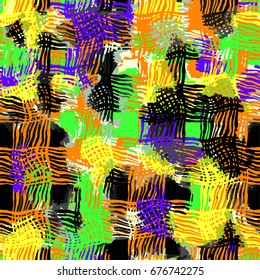 Shabby grunge textiles seamless pattern.Hand painted expressive ethnic flovoured motifs for textile,wrapping, decoration