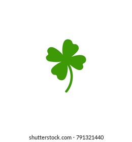 Shabby hand drawn shamrock  icon isolated on white. Irish clover leaf. St Patrick  day vector illustration. 