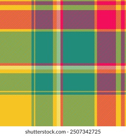 Shabby plaid check vector, loft pattern fabric tartan. Outfit background seamless texture textile in yellow and teal colors palette.