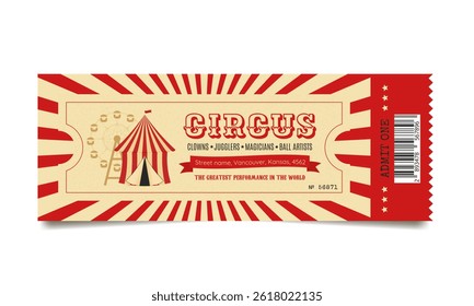 shabby retro circus ticket, vintage invitation to a show
