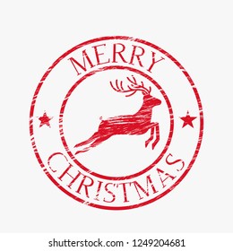 Shabby round retro print of Santa Claus airmail. flat vector illustration isolated on white background
