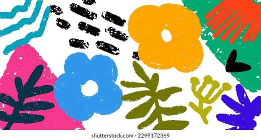 shabby texture abstract grunge background, trendy grungy, flowers and leaves	
