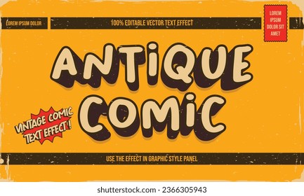 shabby worn vintage retro editable text effect in superhero cartoon comic style with grunge texture