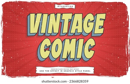 shabby worn vintage retro editable text effect in superhero cartoon comic style with grunge texture