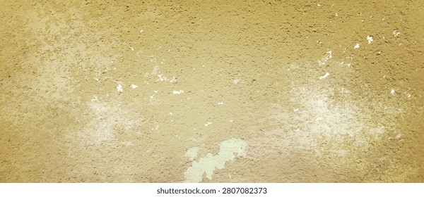 Shabby yellow concrete wall background. Vector realistic illustration of damaged clay wallpaper, rough sand texture with scratched surface, rustic interior or exterior design, old cement facade