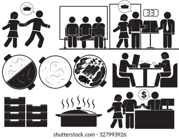 Shabu Buffet Restaurant Icon Set