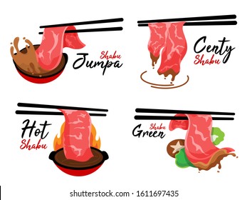 Shabu shabu red pot logo vector (Japanese food icon) 