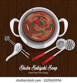 shabu sukiyaki clear tom yum soup illustration graphic object