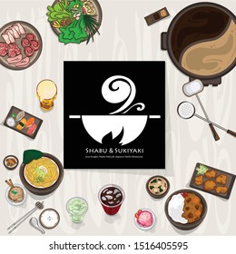 shabu sukiyaki logo icon graphic japanese buffet restaurant