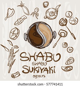 shabu sukiyaki objects drawing graphic  design