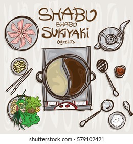 shabu sukiyaki objects drawing graphic  design 