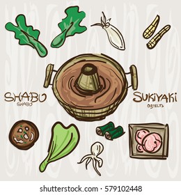 shabu sukiyaki objects drawing graphic  design 