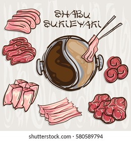 shabu sukiyaki objects meat