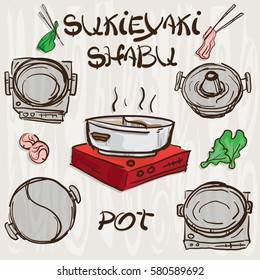 shabu sukiyaki objects pots