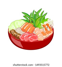 Shabu Sukiyaki in Red dish vector