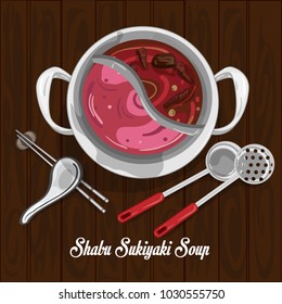 shabu sukiyaki soup illustration graphic object 