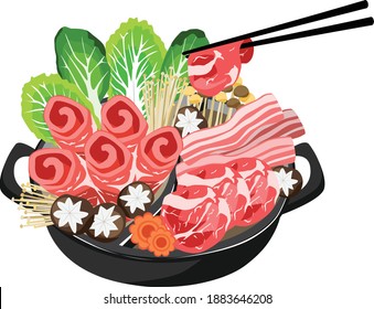 Shabu-Shabu and Sukiyaki in hotpot