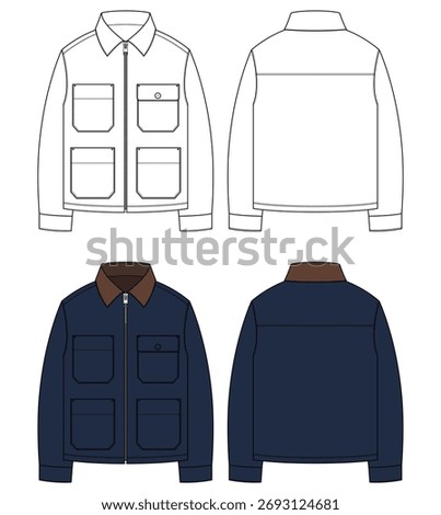 Shacket or Shirt Jacket vector flat design 