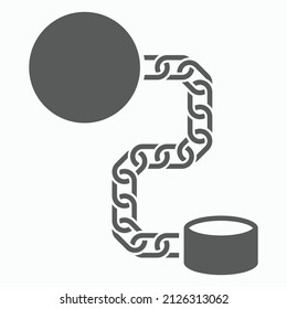 Shackle Icon, Pensioner Vector, Chain And Ball Illustration