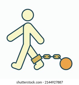 Shackle Icon, Pensioner Vector, Chain And Ball Illustration