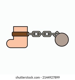 Shackle Icon, Pensioner Vector, Chain And Ball Illustration