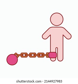 Shackle Icon, Pensioner Vector, Chain And Ball Illustration