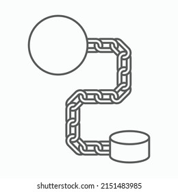 Shackle Icon, Pensioner Vector, Chain And Ball Illustration