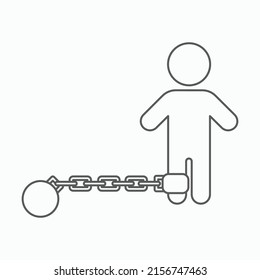 Shackle Icon, Pensioner Vector, Chain And Ball Illustration