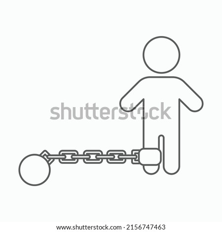 shackle icon, pensioner vector, chain and ball illustration