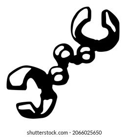 Shackles handcuffs chain stencil black, vector illustration, horizontal, isolated
