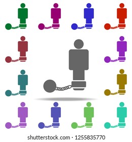 shackles on man icon. Elements of Human Rights in multi color style icons. Simple icon for websites, web design, mobile app, info graphics