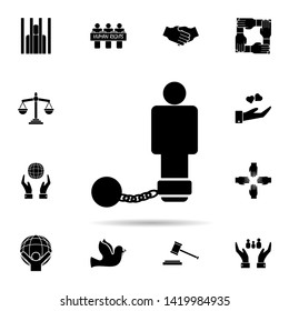 shackles on man icon. Universal set of human rights for website design and development, app development