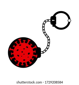 Shackles and virus on a white background, sign for design, vector illustration