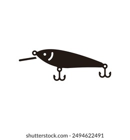 Shad lure icon. Flat silhouette version.