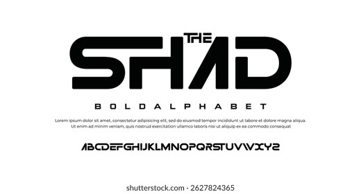 Shad modern abstract digital alphabet font. Minimal technology typography, Creative urban sport fashion futuristic font and with numbers. vector illustration