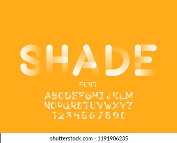 Shade font. Vector alphabet letters and numbers. Typeface design. 