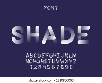 Shade font. Vector alphabet letters and numbers. Typeface design. 
