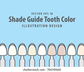 Shade Guide Tooth Color illustration vector on blue background. Dental concept.