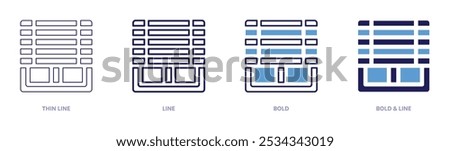 Shade icon in 4 different styles. Thin Line, Line, Bold, and Bold Line. Duotone style. Editable stroke.