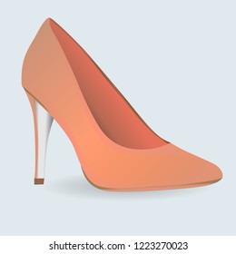 shade orange color shoe with silver heel.. illustration