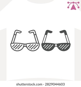 Shade shutter glasses frames line and solid icon, blindness concept. Vector graphics. Reduce glare, eyeglasses sign and editable stroke, outline style icon for mobile or web design