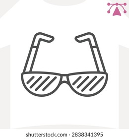 Shade shutter glasses frames line icon, blindness concept. Vector graphics. Reduce glare, eyeglasses sign and editable stroke, outline style icon for mobile or web design