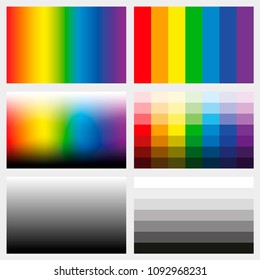 Shade tabs. Set of color gradients, grayscales and saturation spectrums in different gradations from light to dark - work tool for graphic design artists - vector illustration.